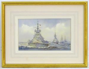 Burton Ken W,HMS Howe and other warships at sea,Claydon Auctioneers UK 2020-12-31