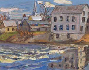 BURTON Ralph Wallace 1905-1983,High Water - Chesterville, Ont.,1969,Heffel CA 2024-02-29