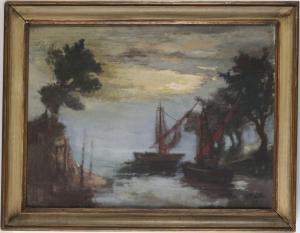 BUSCH Carl 1905-1973,Uferlandschaft mit Segelbooten,1942,Leipzig DE 2021-07-03