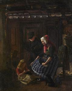 BUSCH Johan Frederik 1825-1883,Family in a cottage interior,1852,Rosebery's GB 2020-11-24