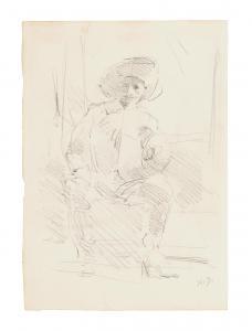 BUSCH Wilhelm 1832-1908,Studie eines sitzenden Mannes mit Hut,Palais Dorotheum AT 2023-10-04