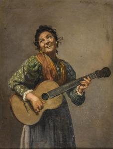 BUSCIOLANO Vincenzo 1851-1926,Donna con chitarra,1918,Babuino IT 2019-07-09