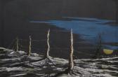 BUSHYHEAD JEROME 1929-2000,Night time landscape with a fence,Butterscotch Auction Gallery 2014-11-16
