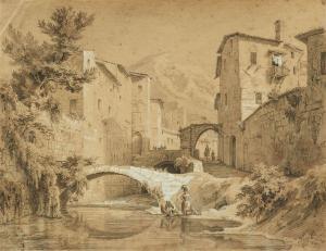 BUSSE Georg Heinrich 1810-1868,Wäscherinnen am Gubbio,Lempertz DE 2023-11-18