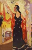 BUSSE Lilja,Stehende Frau in langem Kleid mit erhobenem Arm, i,Auktionshaus Quentin 2010-04-17