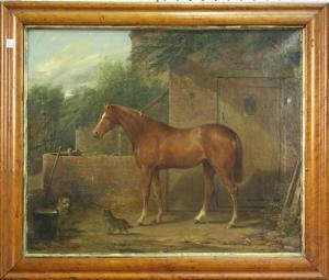 BUSSEY Reuben,Study of a Chestnut Horse standing outside a Stabl,1864,Tooveys Auction 2013-06-12