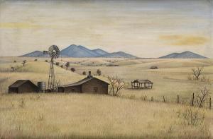 BUTLER Andrew 1896-1979,Farm Landscape on the Plains,1930,Swann Galleries US 2018-06-14