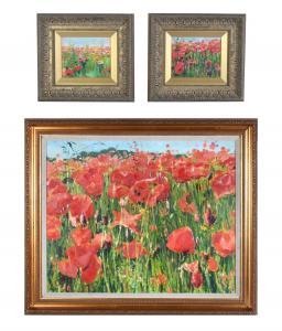 BUTLER George Edmund 1872-1936,THREE PAINTINGS OF POPPIES IN A FIELD,Burchard US 2021-06-13