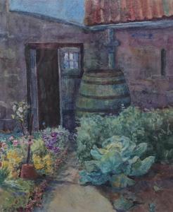 BUTLER Herbert E 1861-1931,Cottage garden, water butt and potter's shed,Morphets GB 2021-11-25