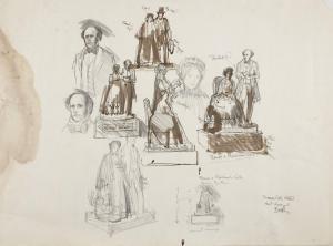 BUTLER James 1931-2022,First Drawings for Portrait Statue of Thomas Cook ,Rosebery's GB 2022-01-26