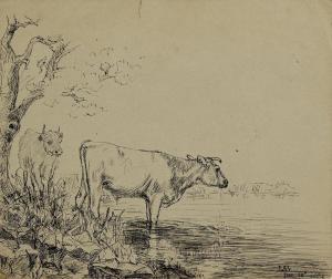 BUTLER Mildred Anne 1858-1941,Cattle Drinking,1882,Morgan O'Driscoll IE 2024-01-08