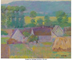 BUTLER Theodore Earl 1861-1936,View of the Village from Hotel Baudy, Giverny,Heritage US 2024-03-22