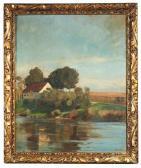 BUTTERSACK Bernhard 1858-1925,Summery river landscape with a farmhouse. Oil/canv,Nagel DE 2007-09-19