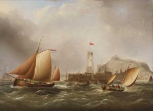 BUTTERSWORTH Thomas 1768-1842,Dutch fishing vessels approaching a harbour,Sworders GB 2023-04-04