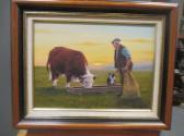 BUTTERWORTH Alan,Hereford bull feeding with a farmer and his sheepd,Cheffins GB 2020-02-27
