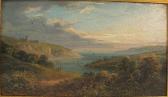 BUTTERY Edwin 1839-1908,Hill top view with figures and shipping in an estu,Mossgreen AU 2011-06-14
