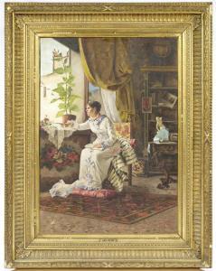 BUTTI ARG 1800-1800,A lady sitting by a window,Galerie Koller CH 2009-06-16