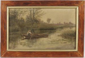 BUTTRICK Charles Henry 1851-1927,Le pêcheur près de l'étang,1921,Deburaux & Associ FR 2008-12-13