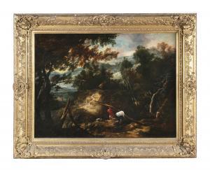 BUTTS John 1728-1765,Mountainous Wooded Landscape with figures gathering wood,Adams IE 2021-04-14