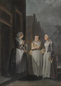 BUYS Jacob 1724-1801,Three women talking at night in a Dutch city,1755,Christie's GB 2022-07-05