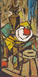 BUYS Jan 1909-1985,Still Life with Red Apple and Vessels,Strauss Co. ZA 2022-04-25