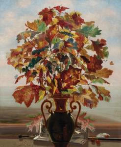 BUZZELL Taylor 1800-1800,Autumn Leaves in a Vase,1874,William Doyle US 2017-10-04