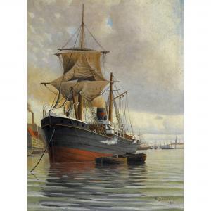 BYLANDER CHRISTIAN 1800-1900,Dampfschiff vor Stockholm.,1889,Dobiaschofsky CH 2015-11-04