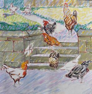BYRNE BRYCE Helen 1891-1971,A Sketch of Chickens on a Flight of Steps,John Nicholson GB 2017-02-01