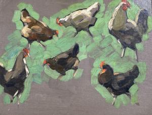 BYRNE BRYCE Helen 1891-1971,Study of chickens,Gorringes GB 2021-02-22