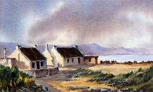 BYRNE Roland 1900-2000,Cottages at Inishbofen,1999,Mealy's IE 2017-01-28