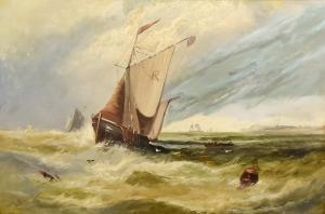 BYRON Henry E. 1850,Life boat in squally sea, with buoy to for,19th Century,Canterbury Auction 2022-12-03