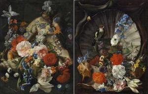 BYSS Johann Rudolf,Pair of works: Large exotic sea snail, with flower,1694,Galerie Koller 2019-09-27
