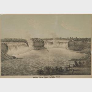 C. GREBNER LITH C,NIAGARA FALLS FROM VICTORIA POINT,1860,Waddington's CA 2017-06-27