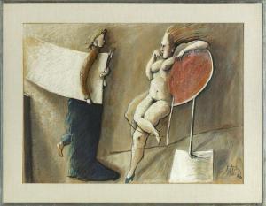 CAÑAS Benjamin 1933-1987,The Artist and His Model,1980,New Orleans Auction US 2010-11-13