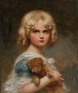 CABANE Edouard Louis Lucien 1857-1942,Portrait of Eva, with Teddy Bear,Sotheby's GB 2023-01-26