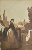 CABIANCA Vincenzo 1827-1902,Ritratto di signora con Firenze sullo,1885,Galleria Pananti Casa d'Aste 2021-07-09