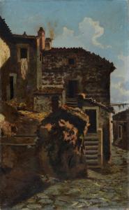 CABIANCA Vincenzo 1827-1902,Strada di paese,1878,Galleria Pananti Casa d'Aste IT 2023-12-14