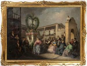 CABRAL AGUADO Y BEJARANO Manuel,Festa religiosa di paese,1852,Bertolami Fine Arts 2022-02-17