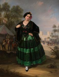 CABRAL AGUADO Y BEJARANO Manuel 1827-1891,Gitane dansant devant les remparts de Sé,1852,Joron-Derem 2023-12-20