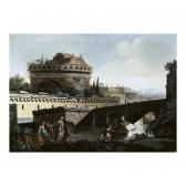 CACCIANIGA Carlo 1700-1800,A FANTASY VIEW WITH CASTEL SANT'ANGELO AND FIGURES,Sotheby's 2002-01-24