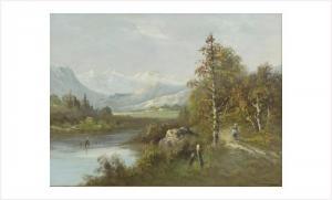 CACHET Carel Adolph Lion 1864-1945,Paysage de montagne au personnage,Anaf Arts Auction FR 2008-06-09