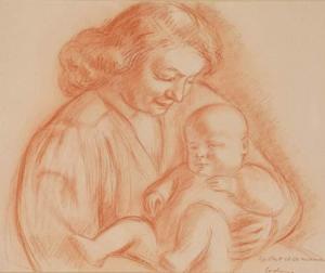 CACHEUX Armand 1868-1965,gilbert et sa maman,Chevau-Legers Encheres Martin-Chausselat FR 2007-03-25