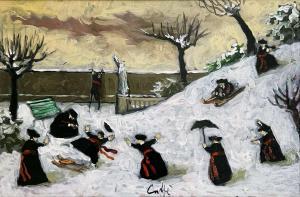 CAFFE Nino 1909-1975,Giochi fra la neve,1967,Saletta d'arte Viviani IT 2025-07-26