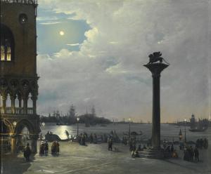 CAFFI Cavaliere Ippolito,VENICE, A NOCTURNAL VIEW OF PIAZZA SAN MARCO WITH ,Sotheby's 2016-01-28