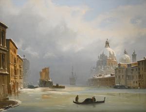 CAFFI Cavaliere Ippolito 1809-1866,VENICE, A VIEW OF THE CITY UNDER SNOW WITH THE CH,1852,Sotheby's 2016-01-28