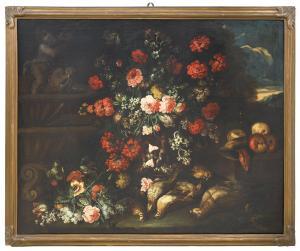 CAFFI Ludovico 1644-1695,Natura morta con cesto di frutti, ghirlande con va,Meeting Art 2020-06-27