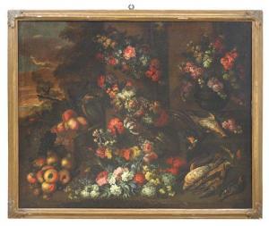 CAFFI Ludovico 1644-1695,Natura morta con cesto di frutti, ghirlande con va,Meeting Art 2020-11-07