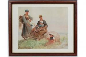 CAFFIERI Hector 1847-1932,Two women with their children resting on a rocky o,Dickins GB 2015-09-12
