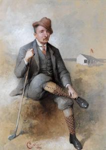 CAHILL Richard Staunton 1826-1904,GOLFER AT LAHINCH, COUNTY CLARE,1896,Whyte's IE 2022-11-28