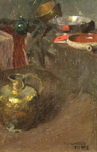 CAHILL William 1878-1924,Still Life with Pots,c.1900,Clars Auction Gallery US 2017-08-13